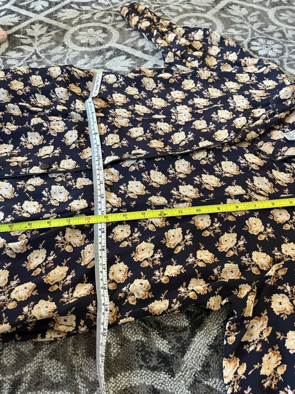 April Cornell Black Dress with Yellow Rose Print vintage Floral print size M - Picture 7 of 10